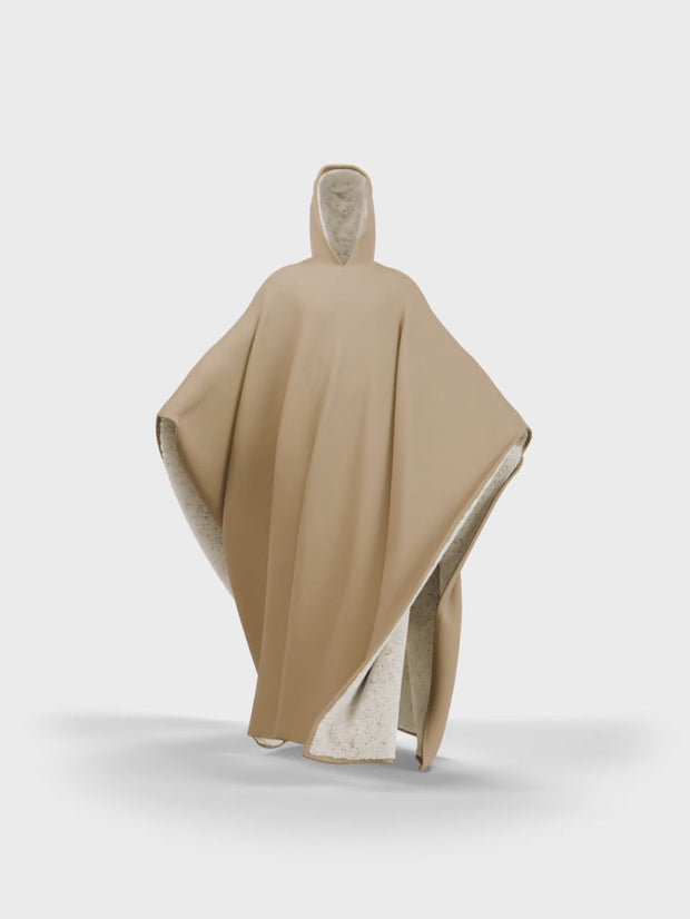 Oversized Poncho Hoodie（Beige)